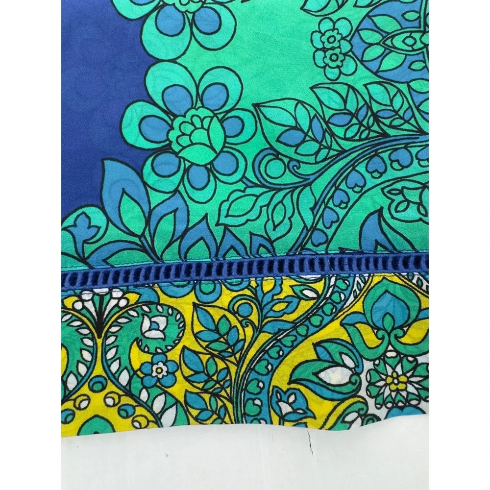 Johnny Was Diomedes Villa Silk Wide Leg Pant Blue Green Floral Med. Boho Luxury - Picture 5 of 12